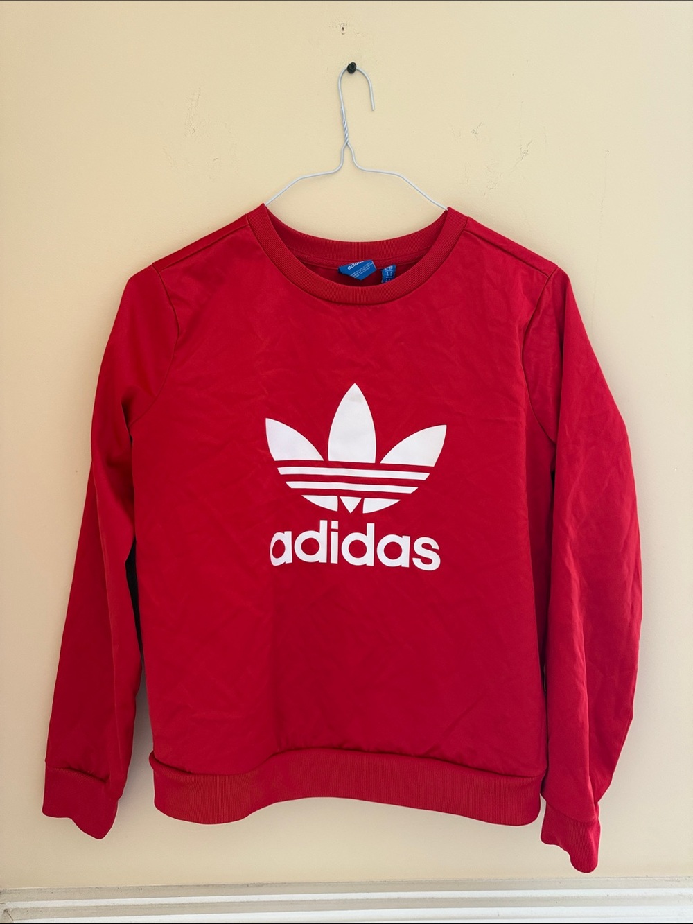 adidas Red Trefoil Pullover Sweatshirt Size‎ Small